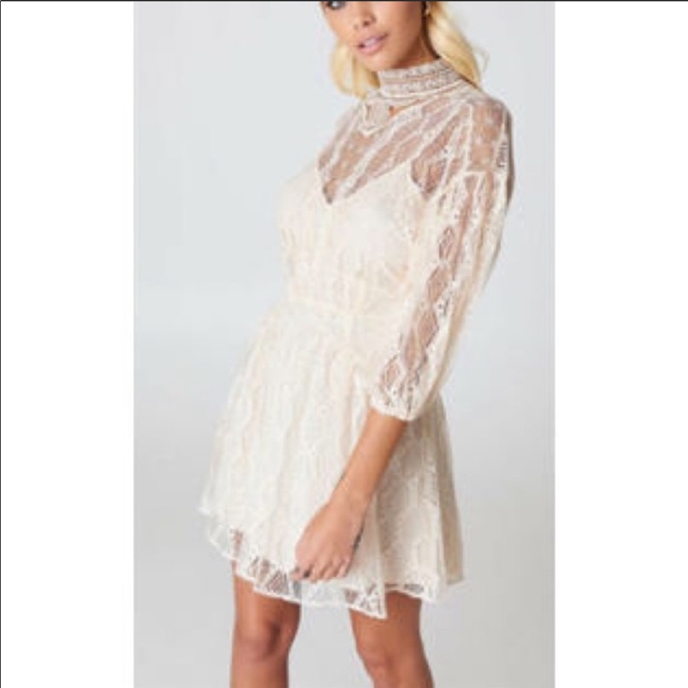 NWT Free People Cream Crochet Lace Mini Dress